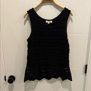 Adiva Black Crochet Tank Top size large